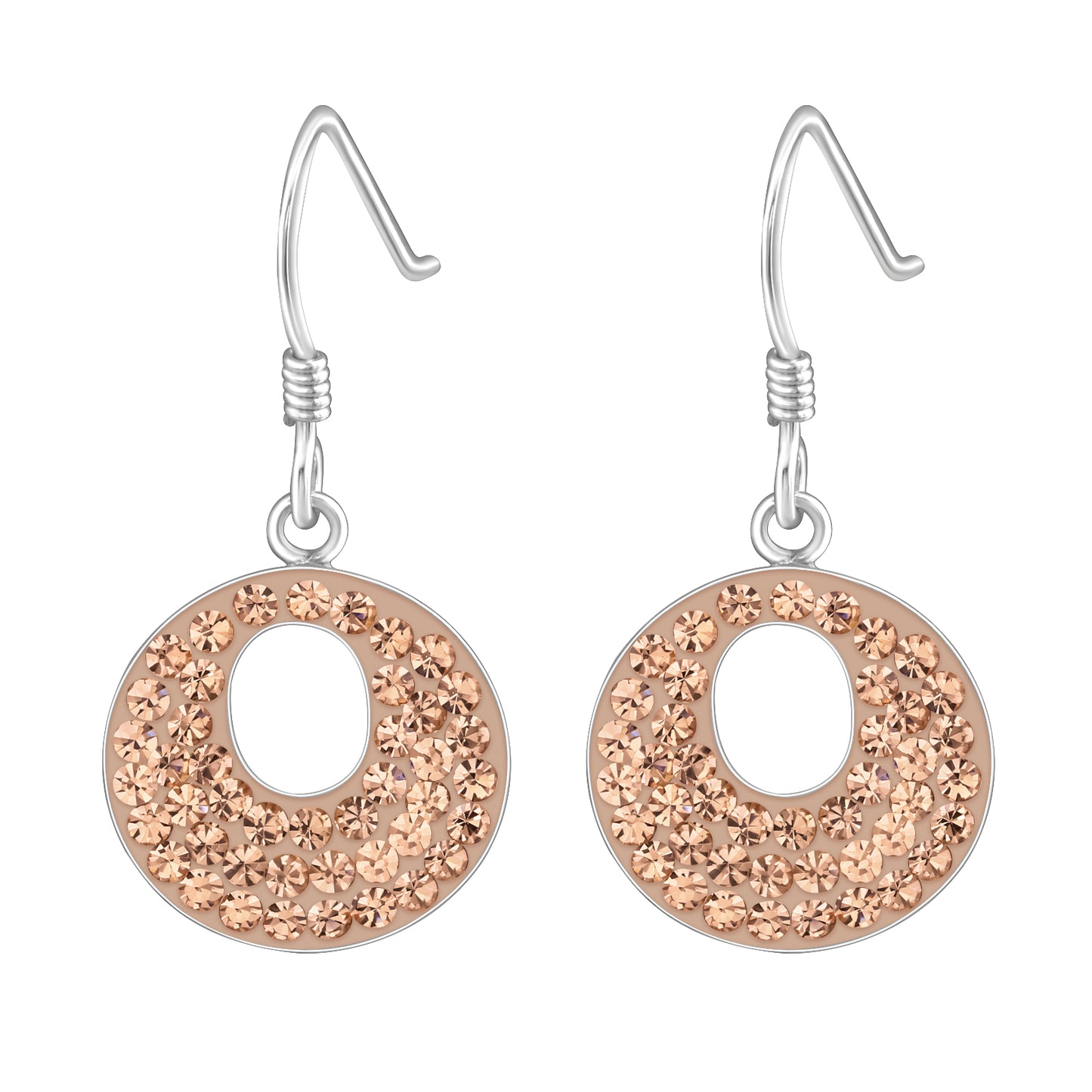 925 Sterling Silver Peach Crystal Earrings - Free mystery pair of earrings