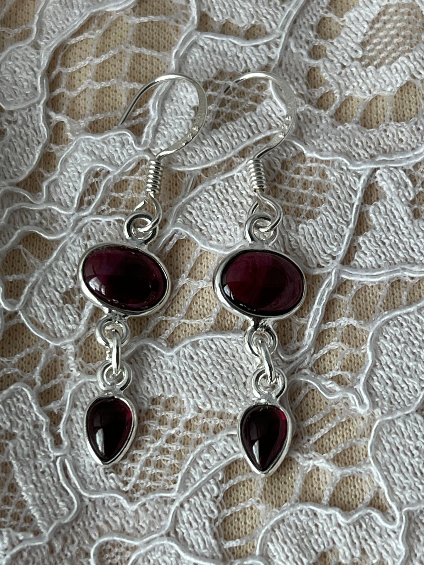 Sterling Silver Garnet Earrings - Get a free mystery pair